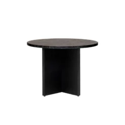 Aston Soffbord Ø65 cm – Granitskiva & svartbetsat underrede