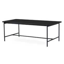 CANE matbord 210 cm svartbetsad ek, svart metallunderrede
