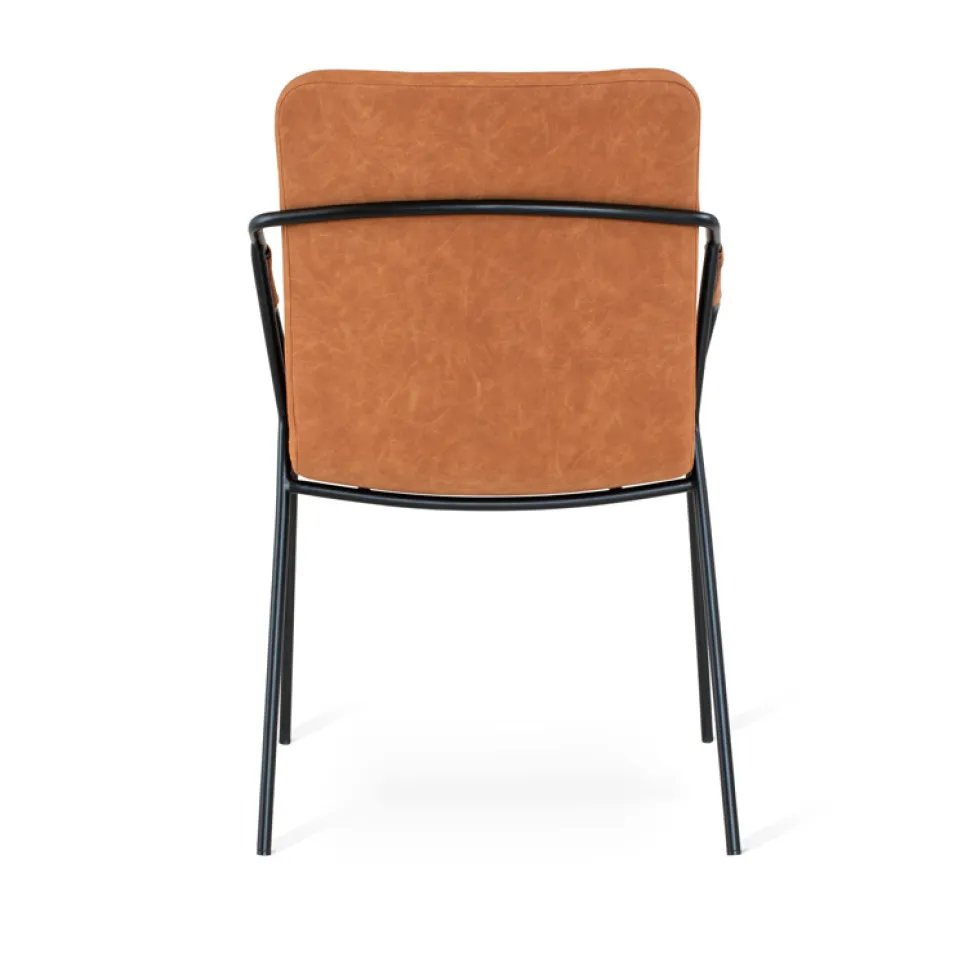 EVO stol cognac PU, svarta metall ben