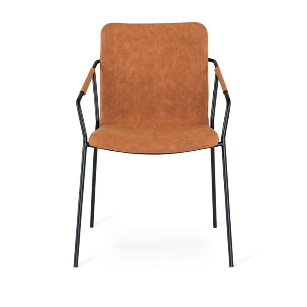 EVO stol cognac PU, svarta metall ben