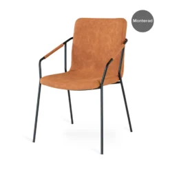 EVO stol cognac PU, svarta metall ben