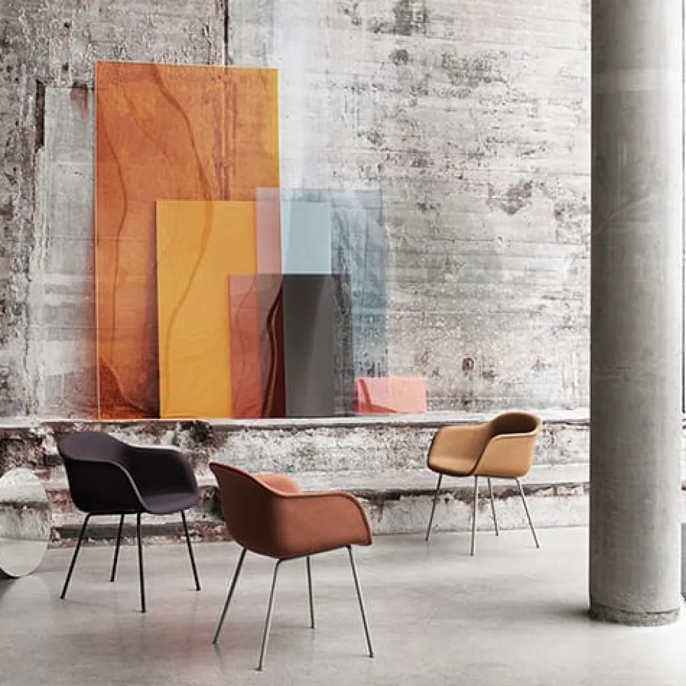 Fiber armchair wood base