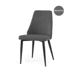 FLAIR Stol grått tyg, ben svart metall 2-pack
