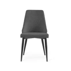 FLAIR Stol grått tyg, ben svart metall 2-pack