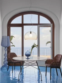 Glossy Ovalt marmorbord Kromade ben 192×118 cm