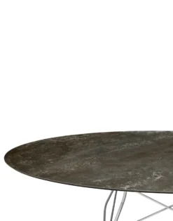 Glossy Ovalt marmorbord Kromade ben 192×118 cm