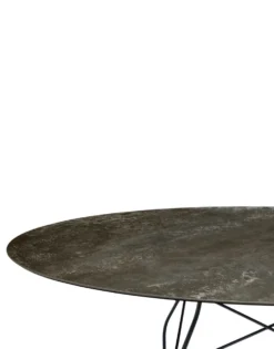 Glossy Ovalt marmorbord Svarta ben 192×118 cm