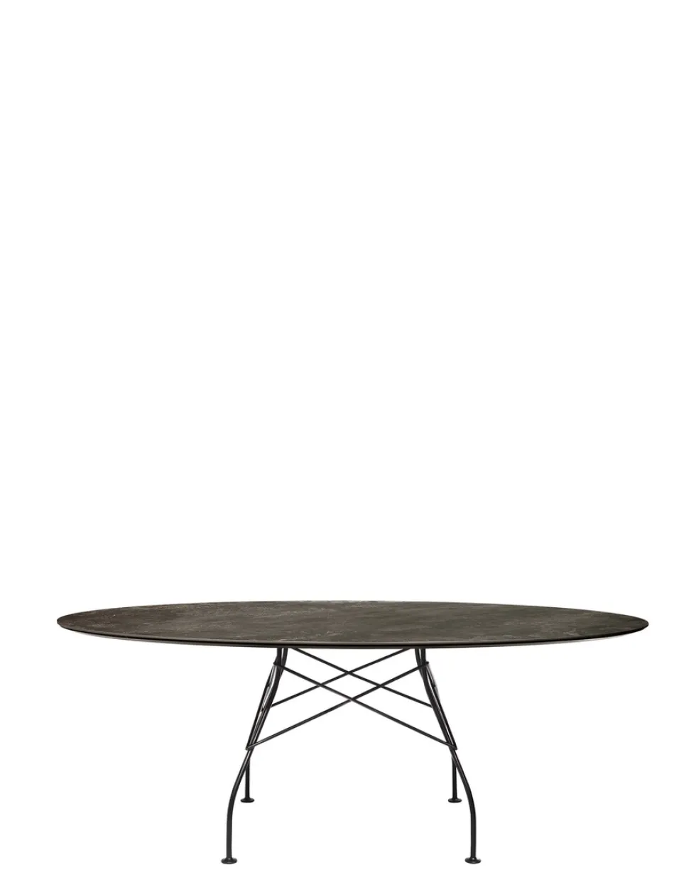 Glossy Ovalt marmorbord Svarta ben 192×118 cm