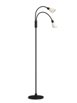 Golvlampa Cut dubbel svart/opal glas