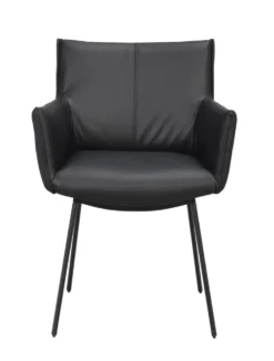 Hinckley karmstol svart läder/svart metall