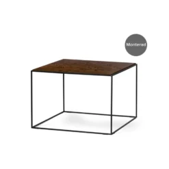 LIME soffbord 70×70 cm brunbetsad ask fiskben/svart metallunderrede