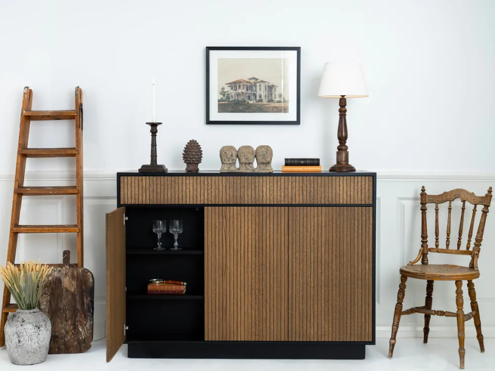 Line Burned Walnut TV Lift 65″