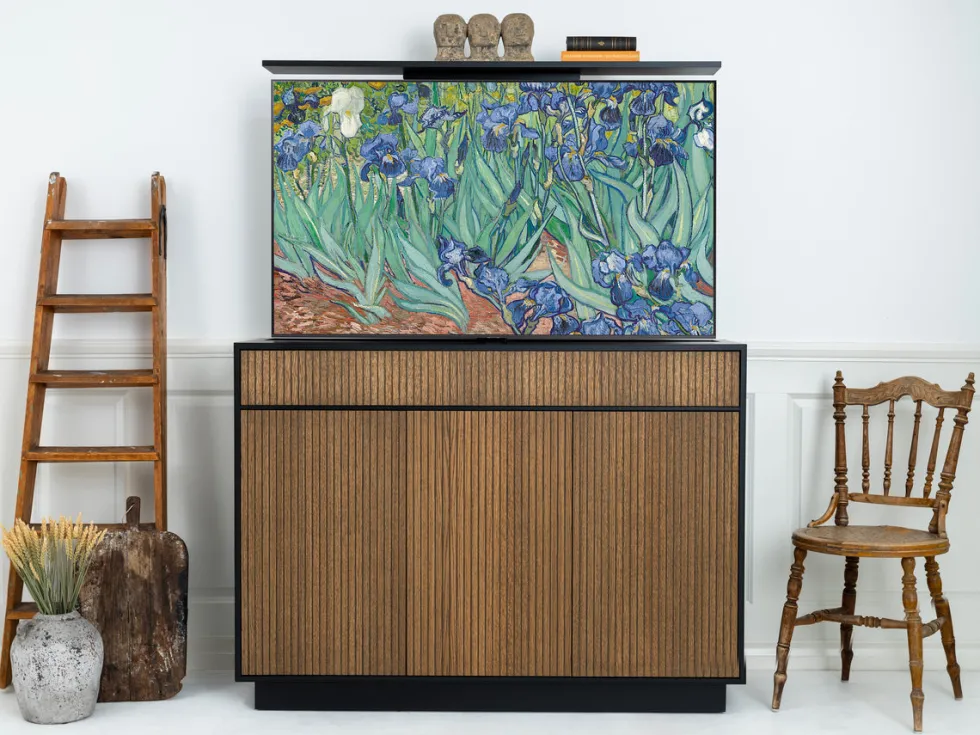 Line Burned Walnut TV Lift 65″