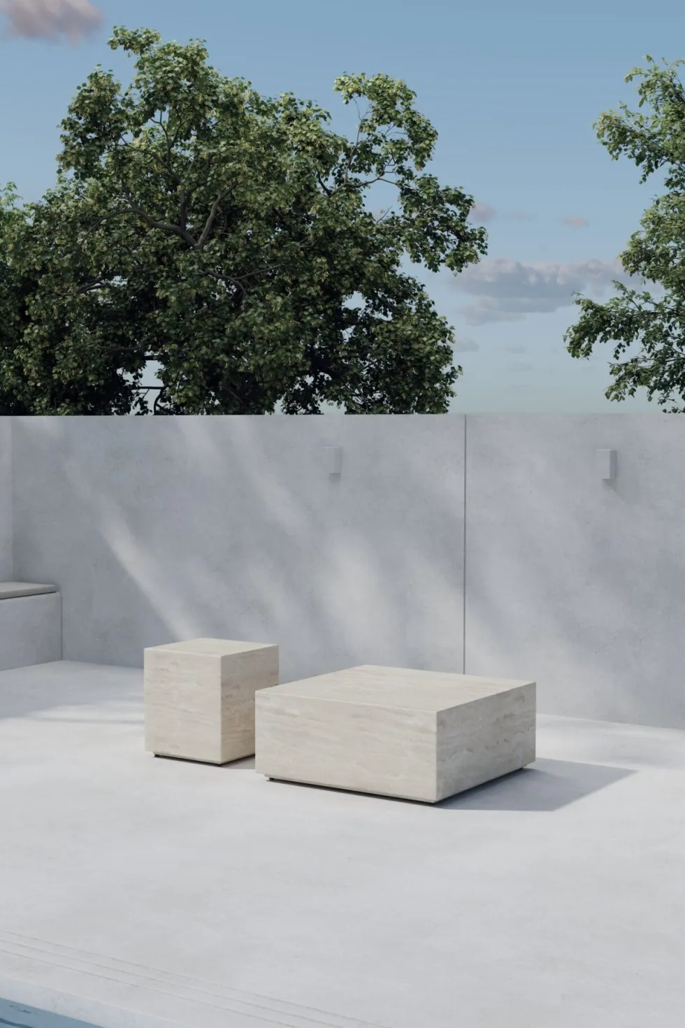 Lissabon Sidobord 40 x 40 x 45 Beige + Sidobord 80 x 80 x 35 Beige