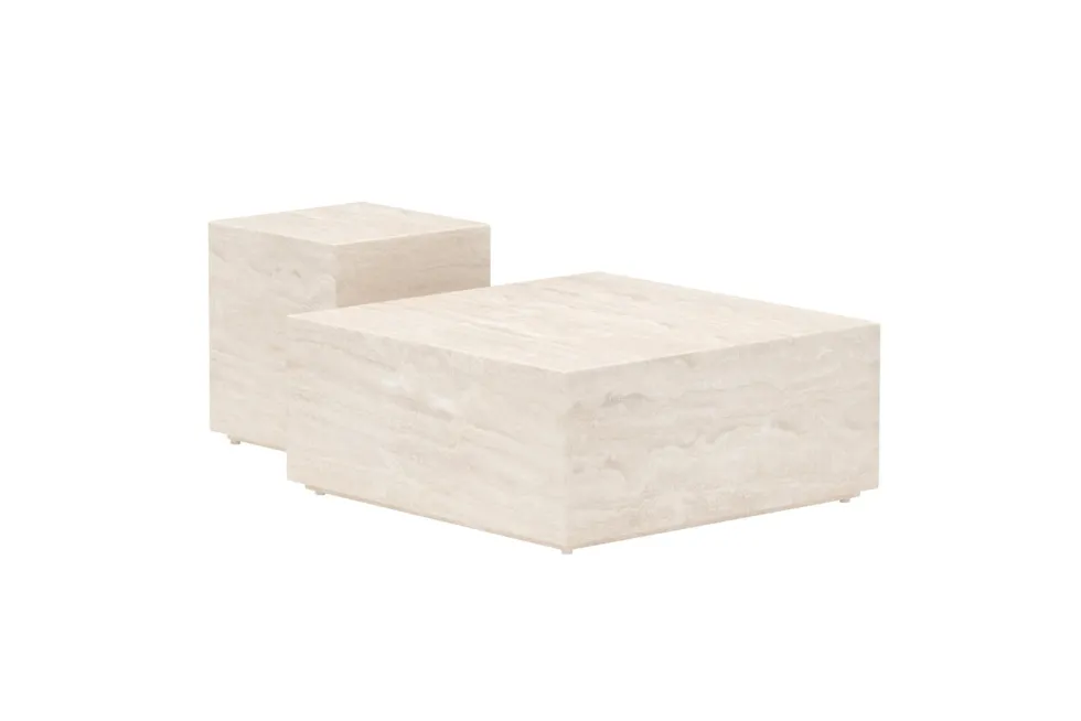Lissabon Sidobord 40 x 40 x 45 Beige + Sidobord 80 x 80 x 35 Beige