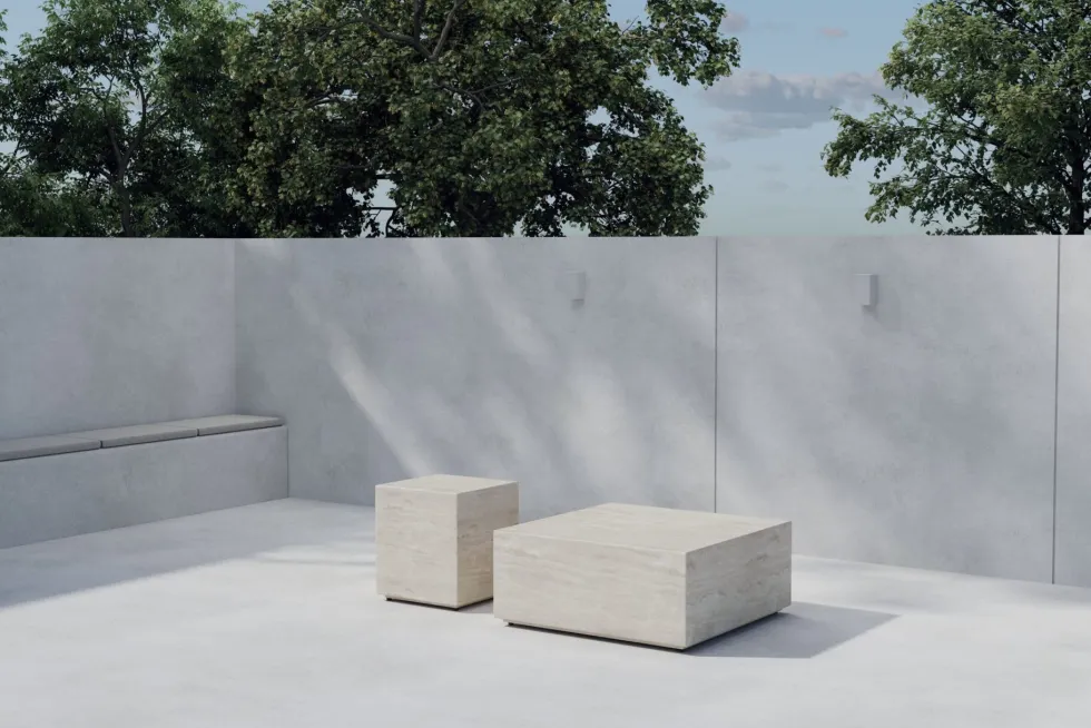 Lissabon Sidobord 40 x 40 x 45 Beige + Sidobord 80 x 80 x 35 Beige