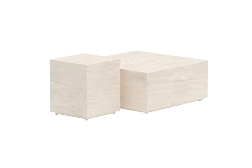 Lissabon Sidobord 40 x 40 x 45 Beige + Sidobord 80 x 80 x 35 Beige