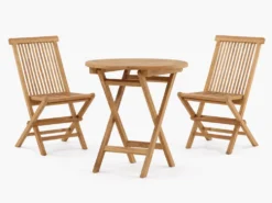 Lyon caféset i teak – cafébord med 2 stolar