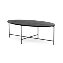MONZA soffbord ellips 140 cm svart bets /svart metall underrede