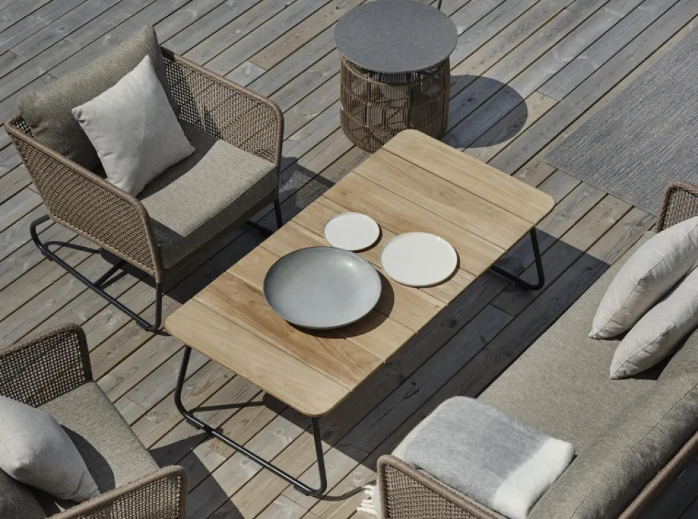 Nolli soffbord Svart/teak 140 x 70 cm