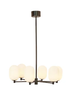 Noor Chandelier – Takkrona med munblåst glas och svart krom