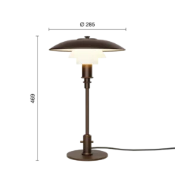 PH 3/2 bordslampa i åldrad mässing och opalglas