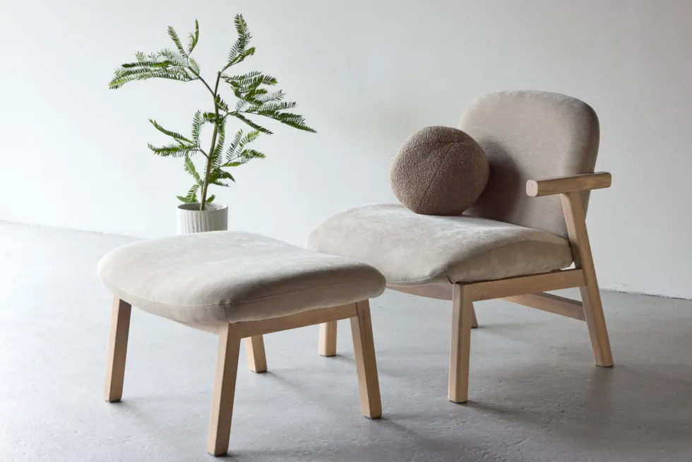 Rile Ottoman 60 x 42 x 70 Beige + Fåtöljer Beige