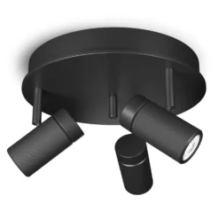 Spotlight Holder rund 3 lampor svart