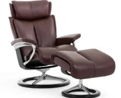 Stressless Magic L fåtölj & pall Signature base