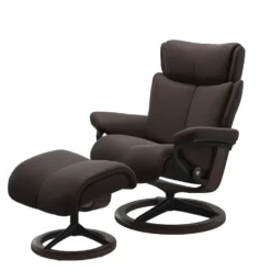 Stressless Magic M fåtölj & pall Signature base