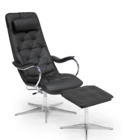 Velo fåtölj med pall i svart läder