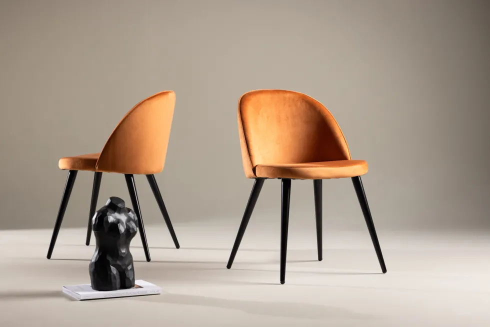 Velvet Matstolar Rostig orange