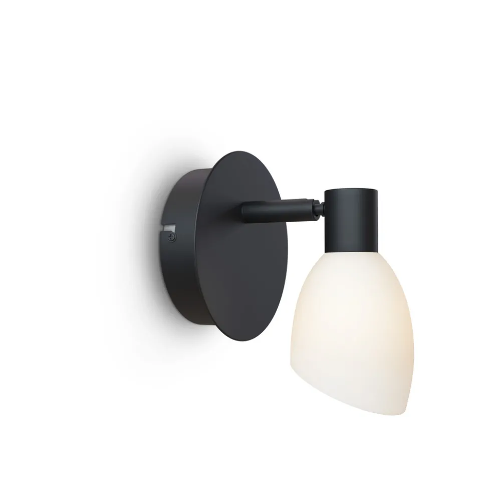 Vägglampa Cut enkel svart/opal glas